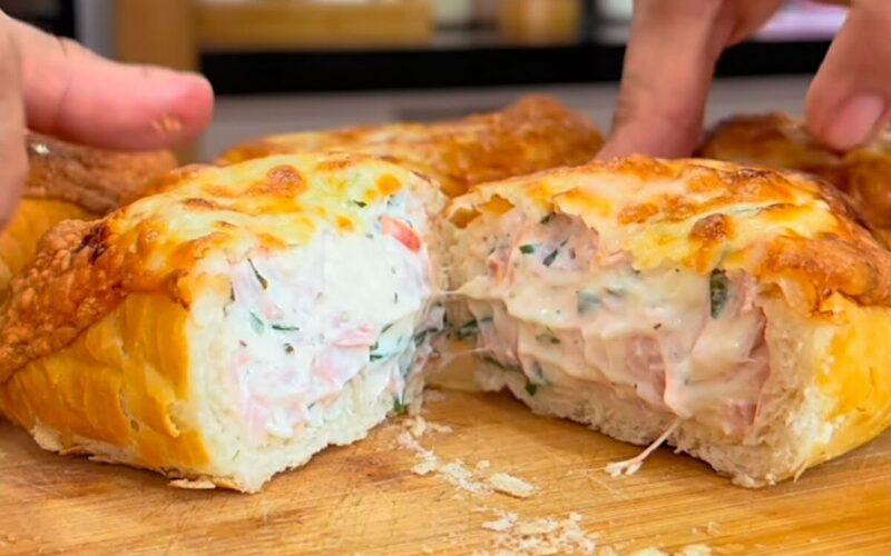 “Pão de forma recheado: uma opção prática e deliciosa para saborear no lanche”