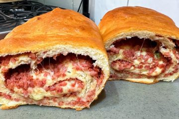 Delicioso pão artesanal com massa fofinha e irresistível recheio de linguiça calabresa