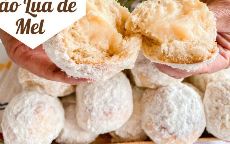 Delicioso pãozinho lua de mel com recheio macio e irresistível cobertura de coco clássico