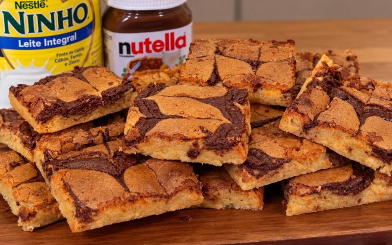 Brownie irresistível de leite ninho com Nutella: a sobremesa perfeita para conquistar elogios!